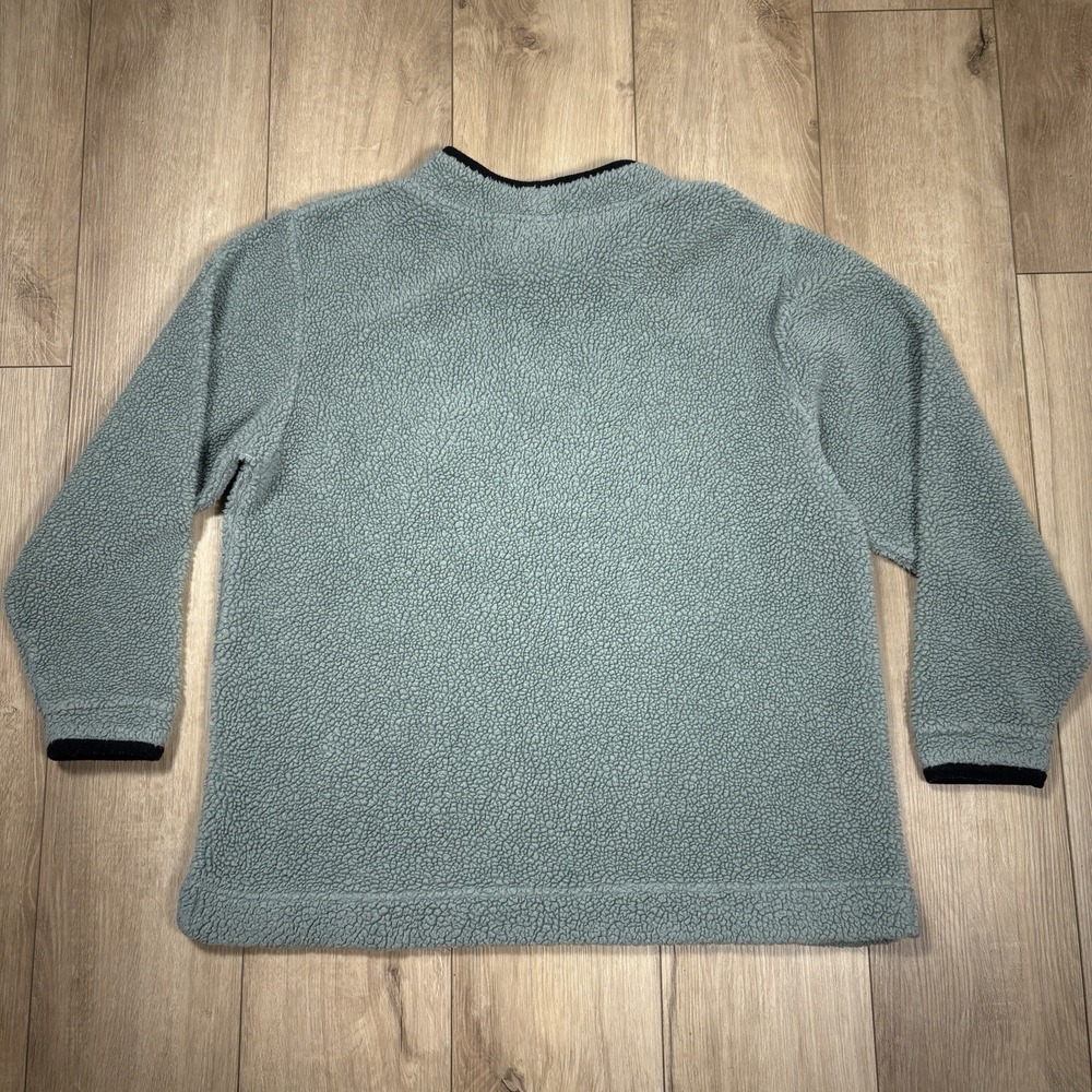 Vtg Ll Bean Womens Sherpa Teddy Pullover Mock Neck Large Sweater Light Green - Picture 6 of 7